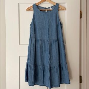 Tiered Chambray Sleeveless Dress